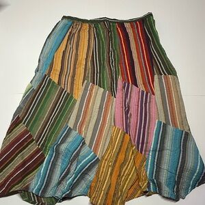 Colorful Striped Patchwork Skirt